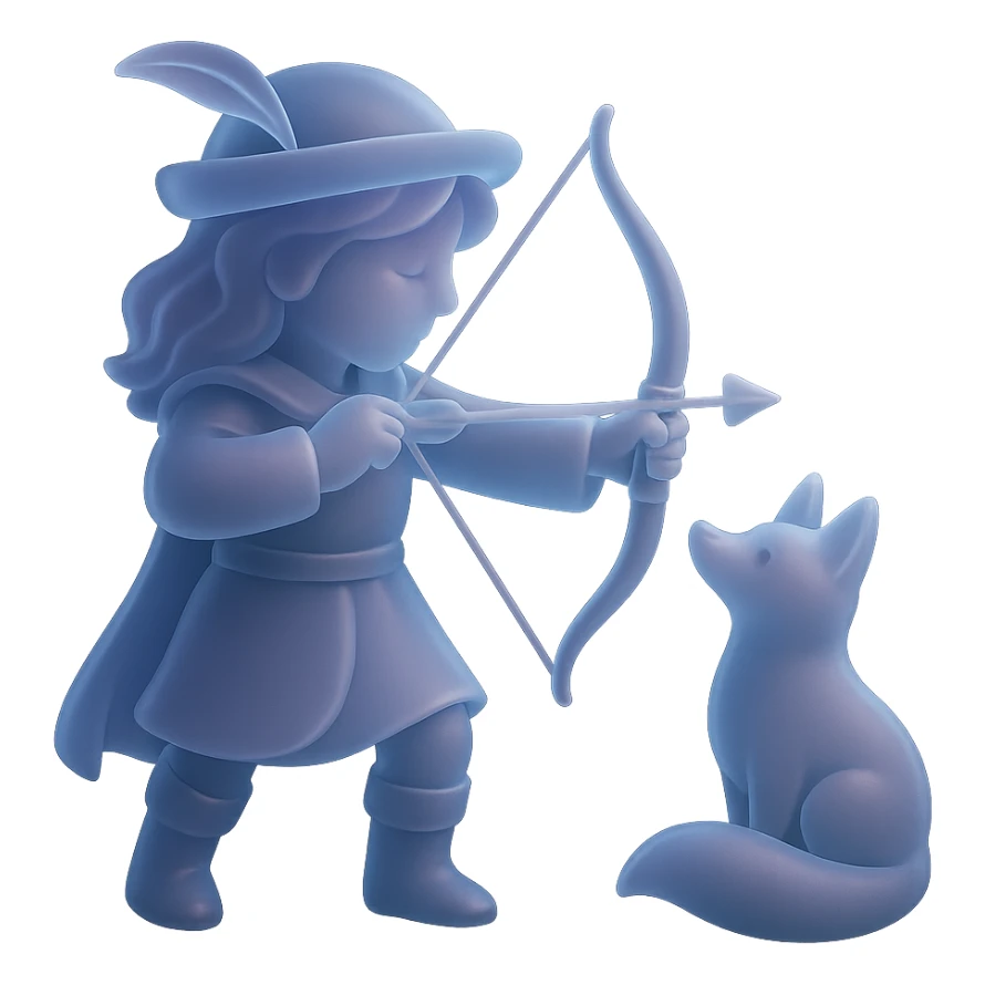 archer and fox together, matte glass style, dreamy fairytale, inspired by 'Once Upon a Broken Heart' sticker