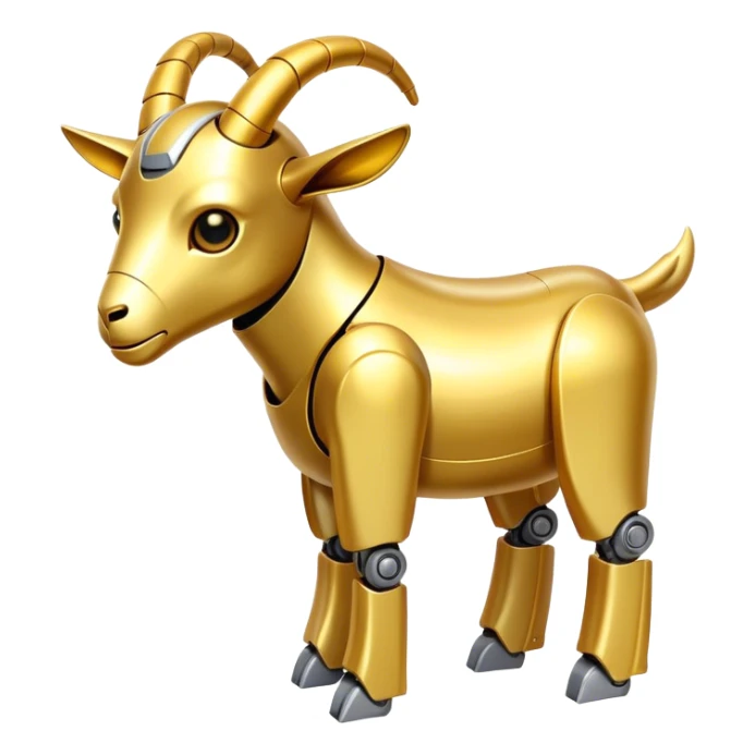 A robot goat made out of gold sticker