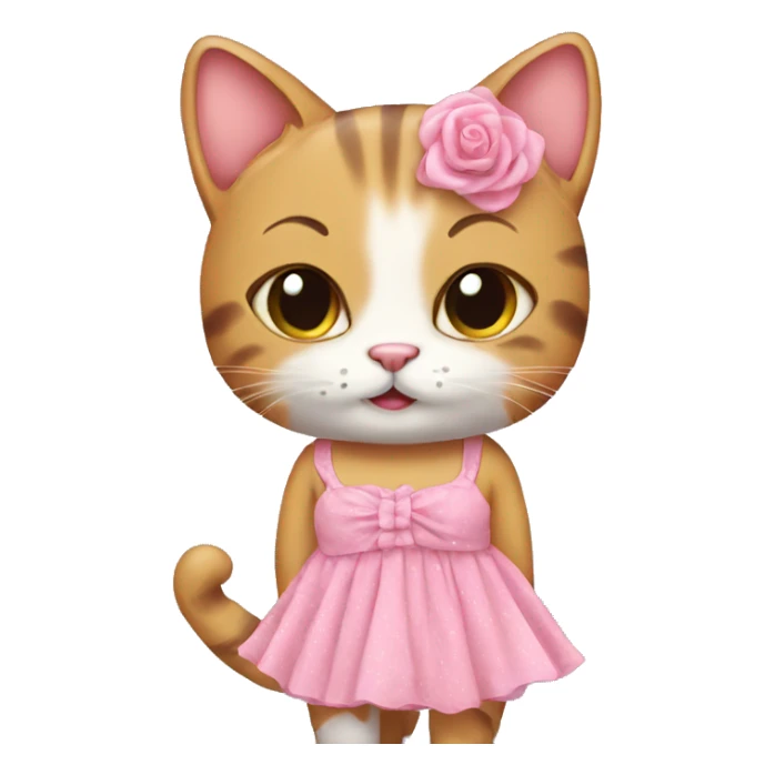 cat with dress pink cute sticker
