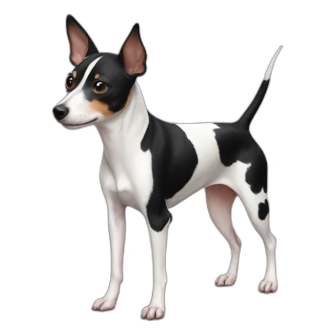 rat terrier colored like a black and white cow standing sticker