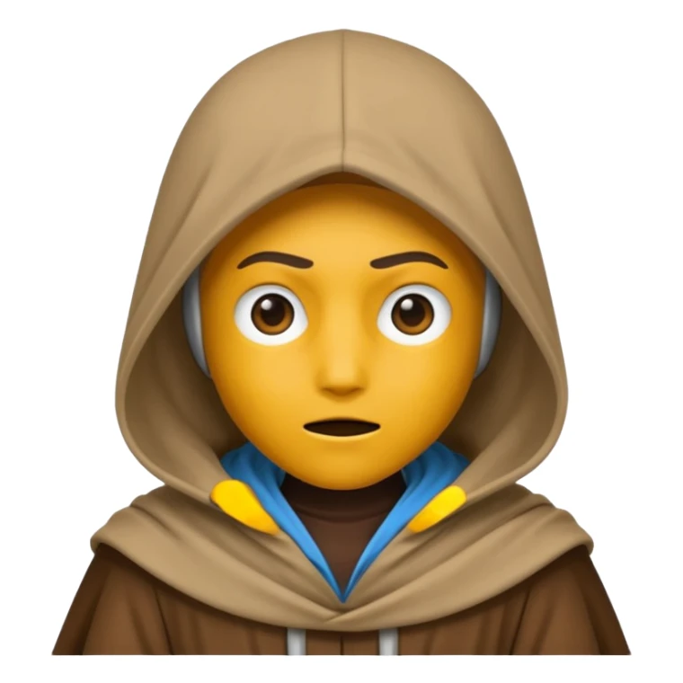 Jedi wearing hood emoji eyes covered by hood sticker