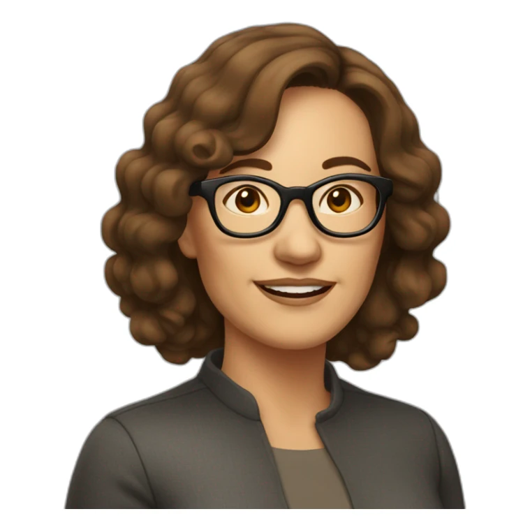 middle aged woman with medium brown hair and glasses sticker
