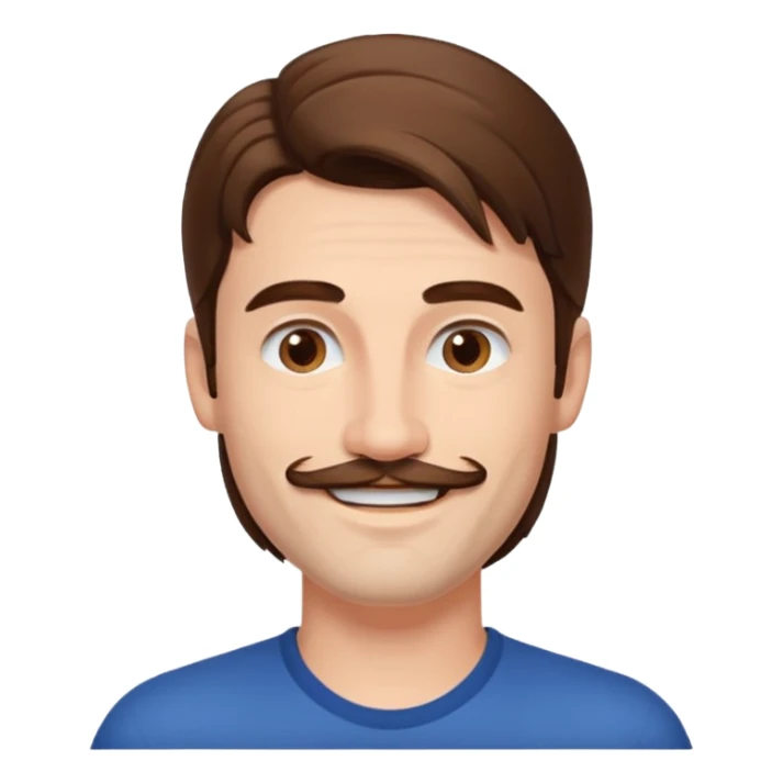 Matthieu Charneau, male actor (b.1988) with long hair and thin mustache sticker