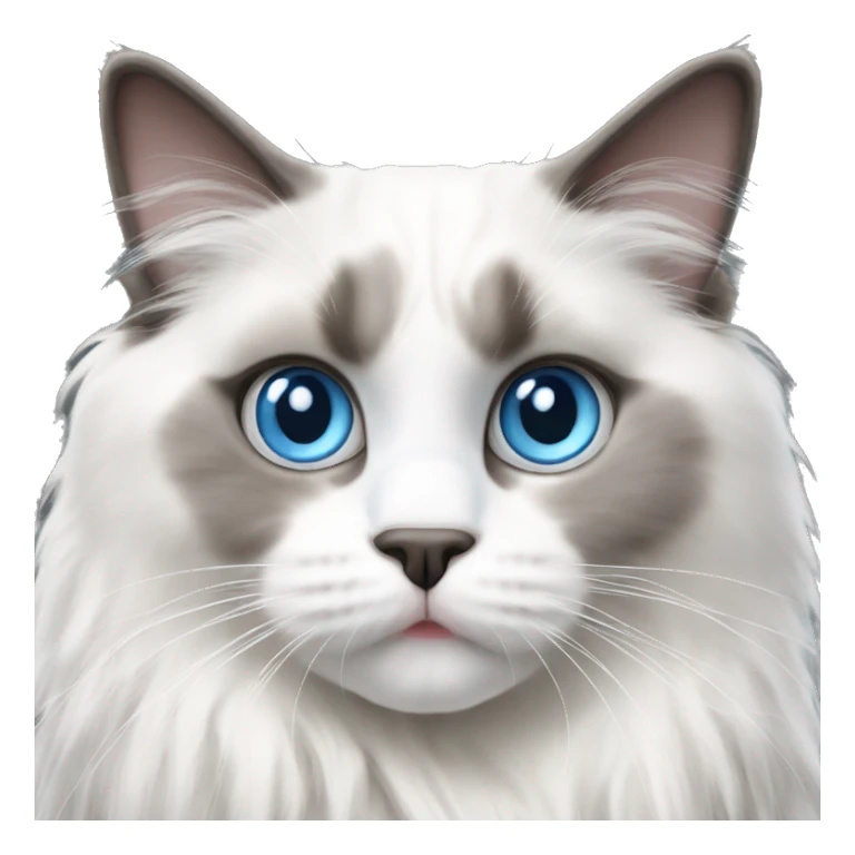 blue eyed ragdoll cat white and grey fur sitting sticker