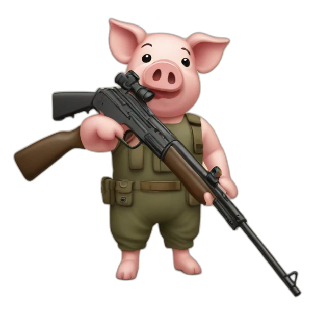 Cochon avec un fusil a pompe sticker