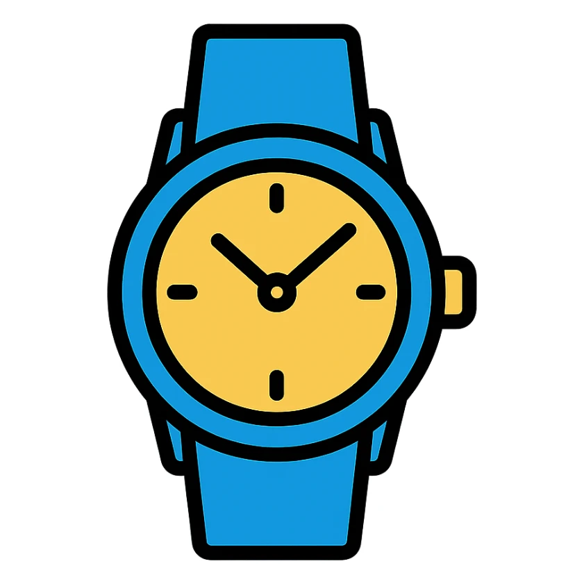 blue watch icon, color outline style sticker