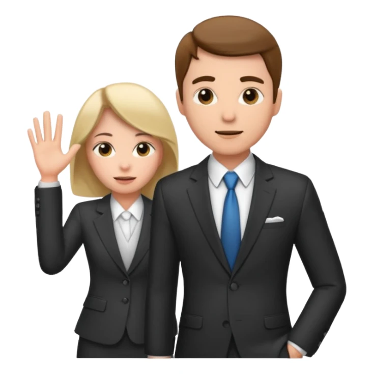 un recruteur qui pose une question à son bureau à un candidat sticker