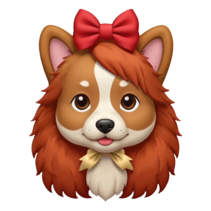 very red haired dog with a bow on hair sticker