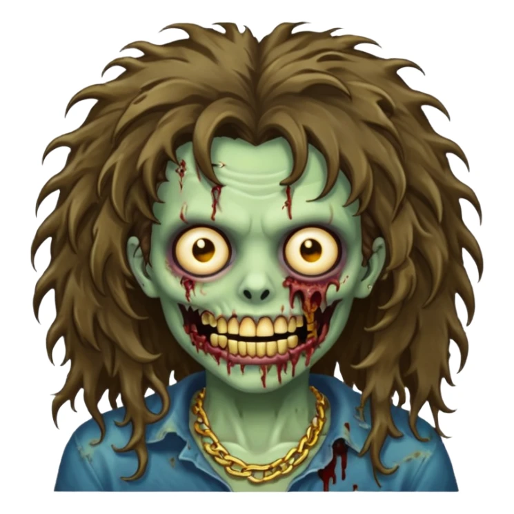zombie with Brunette fluffy hair and grillz sticker