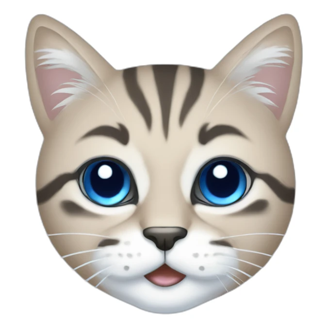 Blue simplistic sketch of a cute cat face sticker