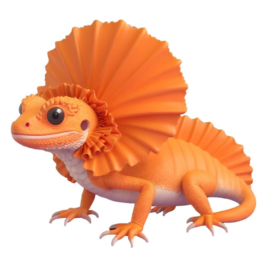 realistic frilled lizard with detailed frill, 3D style sticker