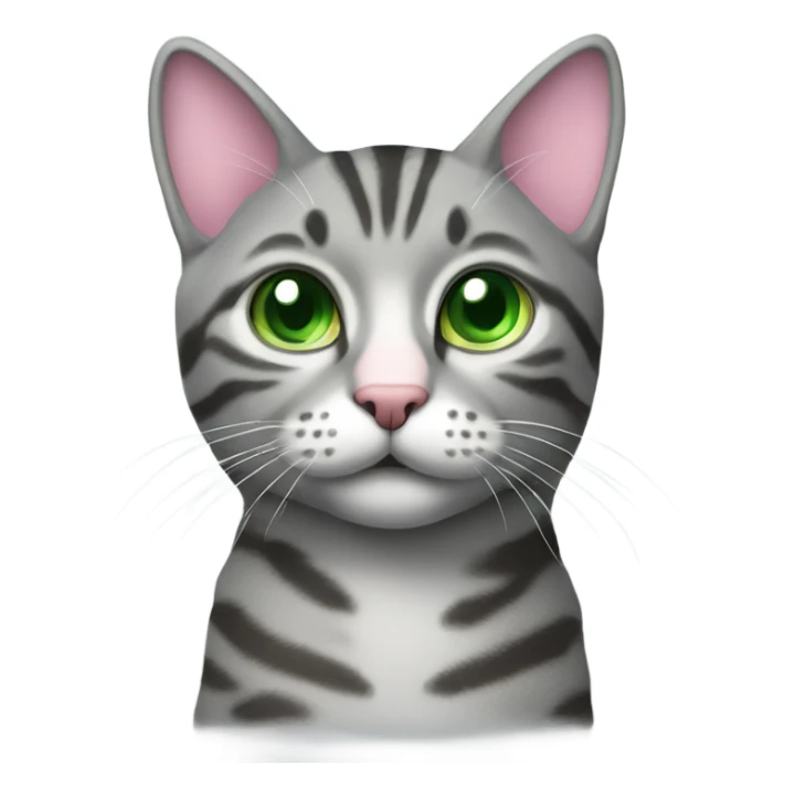 grey tabby with green eyes and pink nose and blue colar sticker