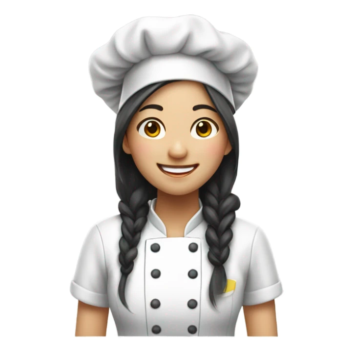 happy asian girl chef long hair sticker