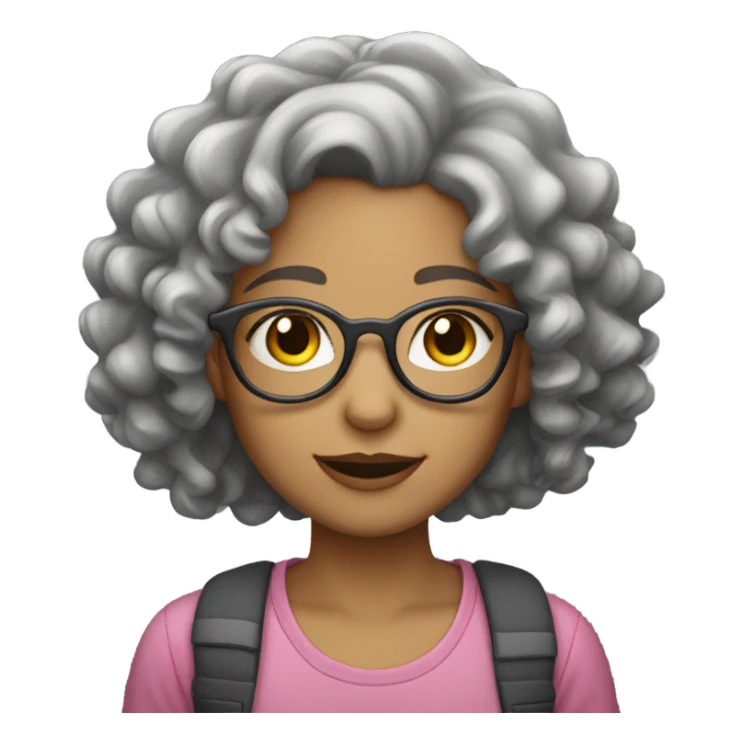 lightskin girl glasses with short grey curly hair sticker