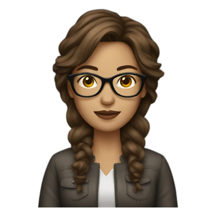 brown hair woman designer with glasses sticker