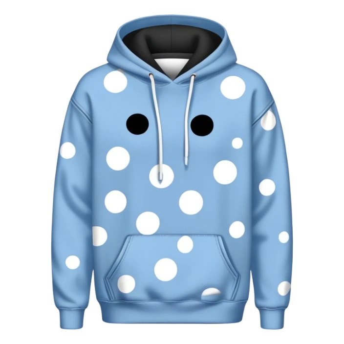 The Denim Tears Hoodie features a black base with distinctive white circle spots, each designed with an empty space in the center. These hollow ring-like patterns are scattered across. sticker