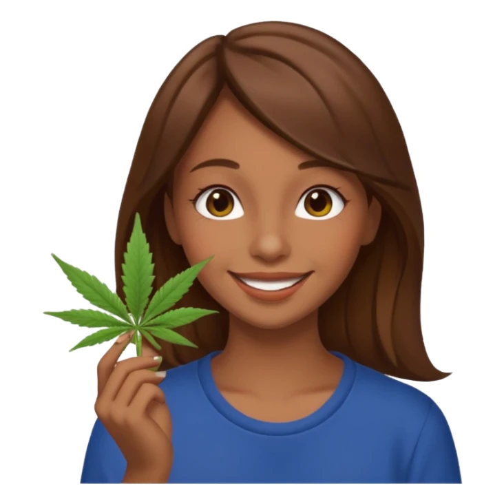 Girl happy smelling marijuana  sticker
