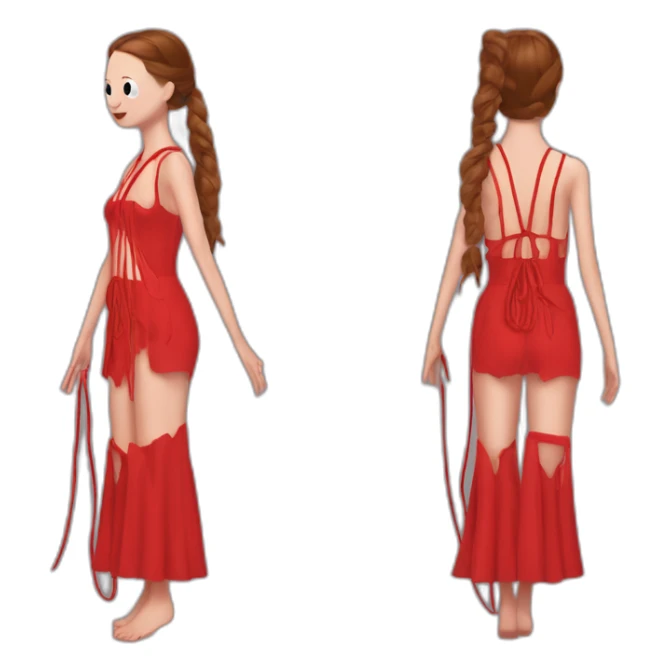hot girl being dressed as suspiria red rope costume mia goth sticker