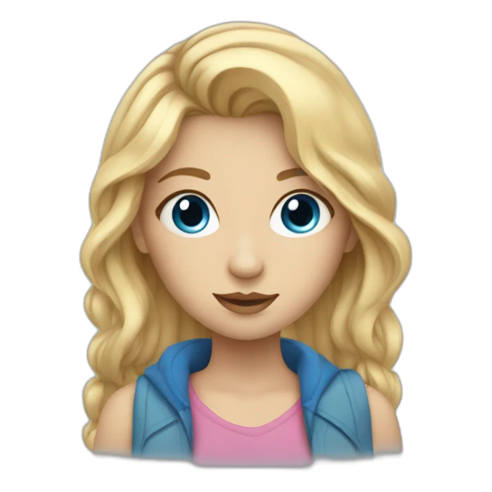 Girl with blonde hair and blue eyes and drawing sticker