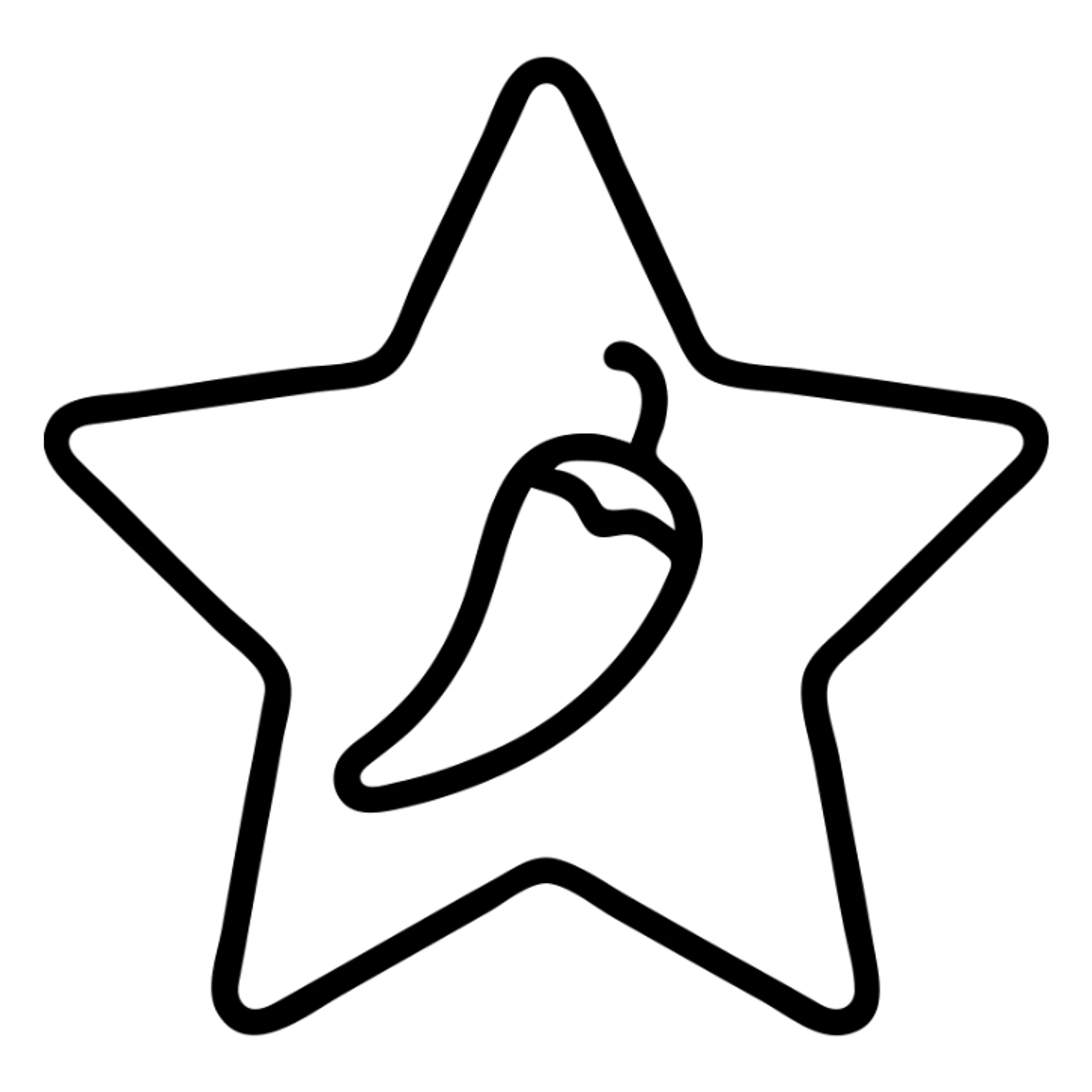star with a chili pepper drawn inside, minimalist style sticker