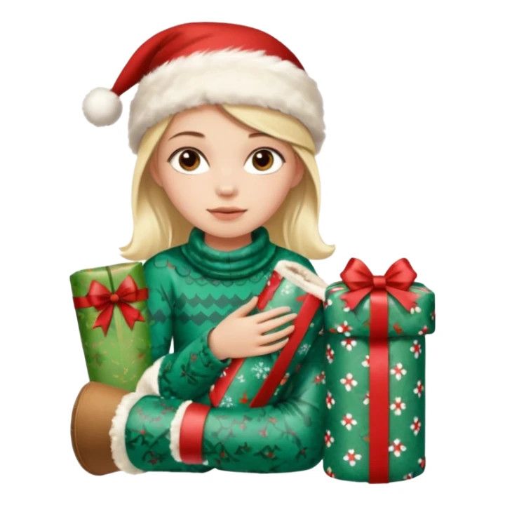 a girl wrapping ugg boots in christmas wrapping paper sticker