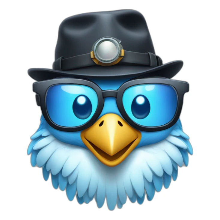 Crazy funny Cyberpunk Articuno head with beautiful smile wearing glasses and hat sticker