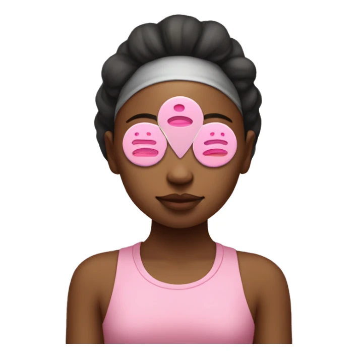 A girl with a pink town on her head meditating with eye patches on sticker