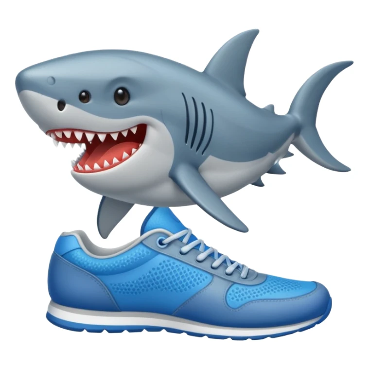 Un tiburón con zapatillas azules sticker