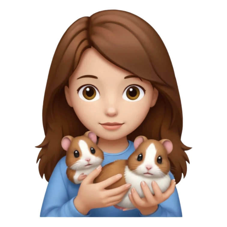 A pretty brown hair  girl holding a hamster sticker