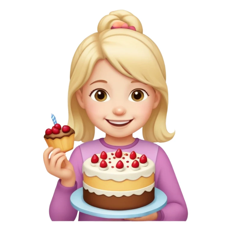 3 years old girl with cake sticker