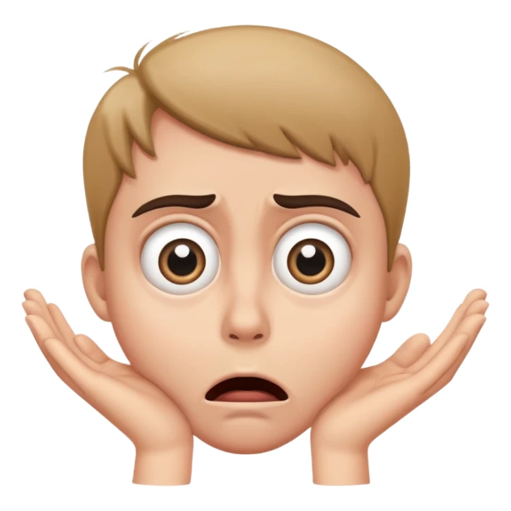 frightened face with wide eyes and hands on cheeks sticker