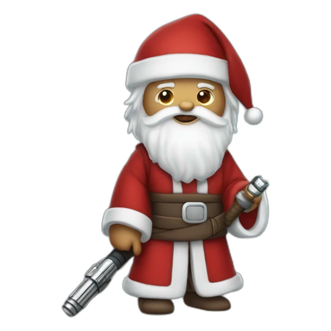 Jedi Santa Claus holding a lightsaber sticker
