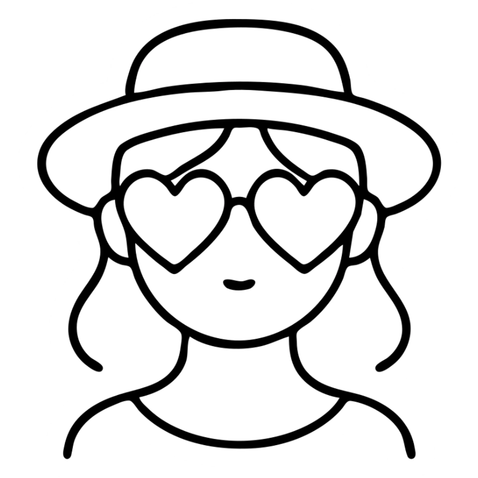 coquette girl with a hat and heart-shaped sunglasses sticker