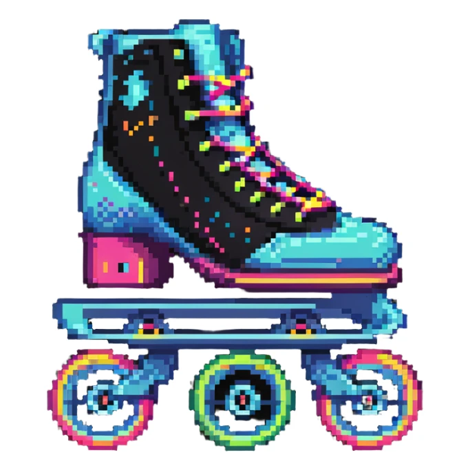roller skate with neon accents, 1980s theme sticker