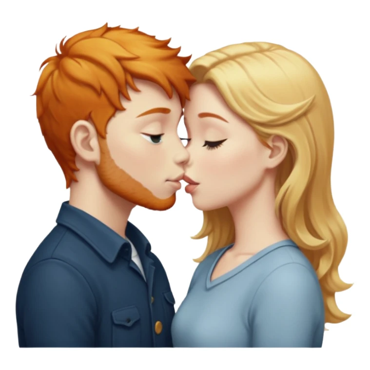 ginger boy and blonde girl both white and kissing sticker