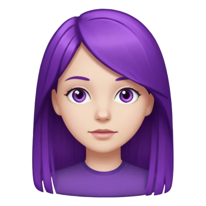 chica blanca pelo morado  y liso  sticker