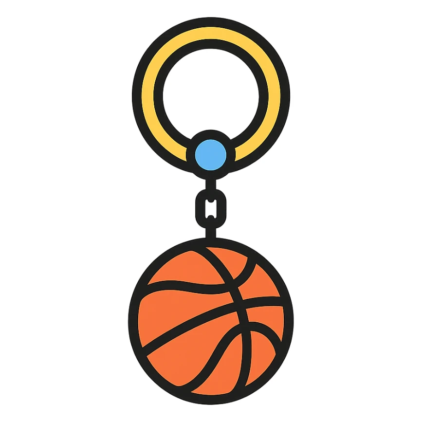 color outline icon of a basketball keyring sticker