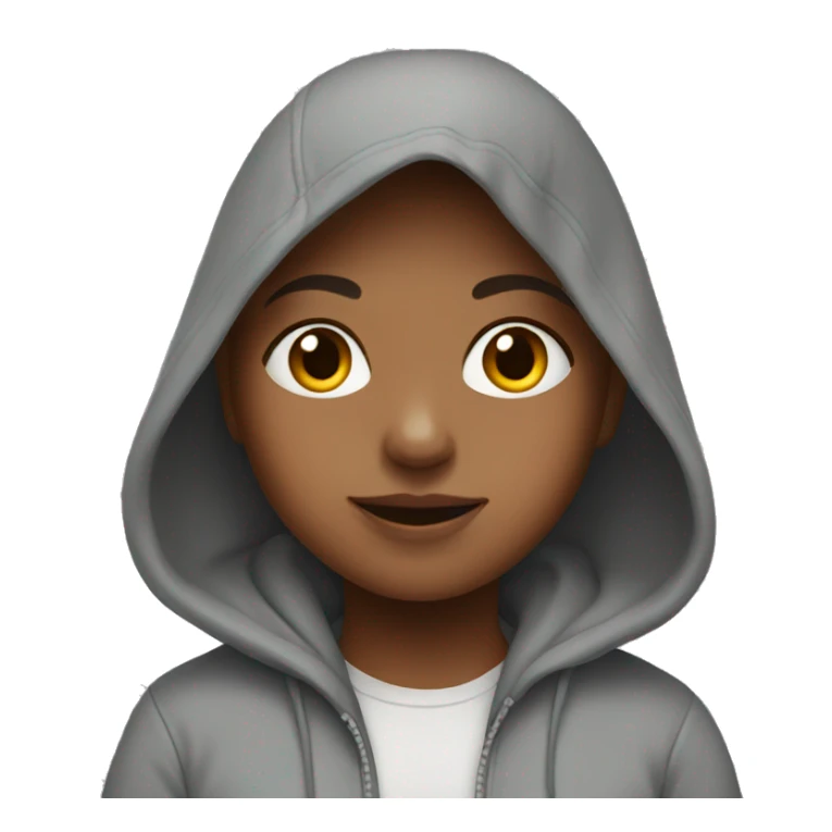 Girl wearing a grey hoodie sticker