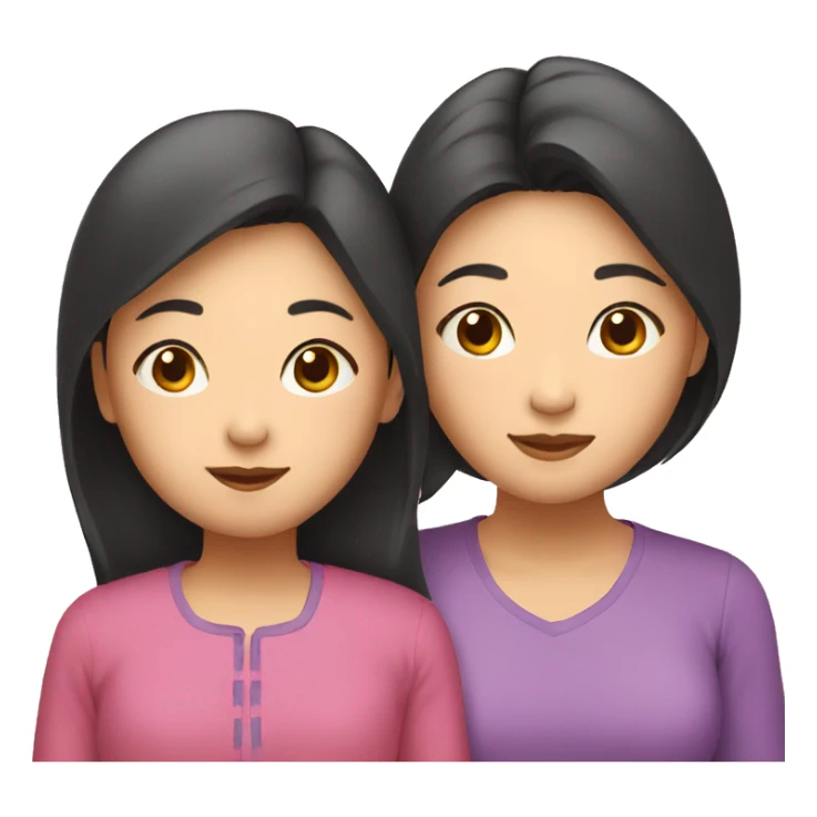 asian mother and daughter sticker