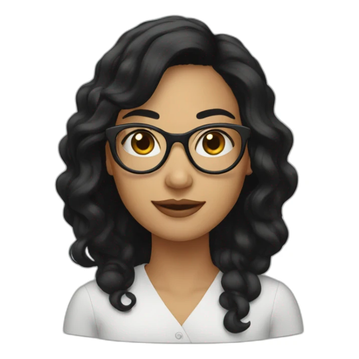 A women with rond glasses black hair sticker