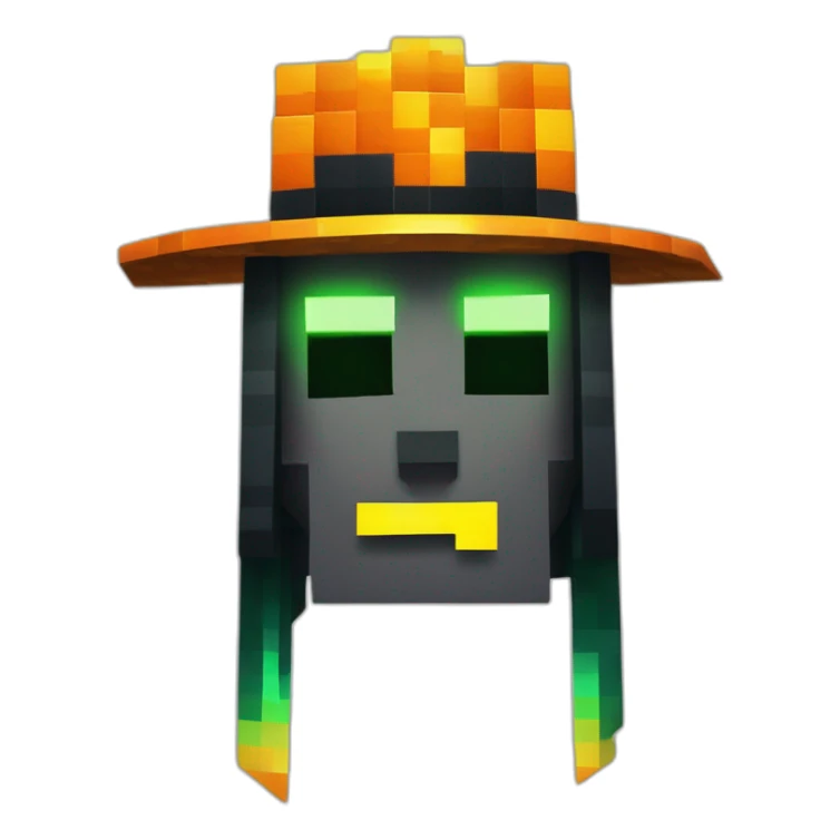 Pixel Minecraft Fedora Halloween Head Diamond Obsidian Emerald Flame Shiny Glow Reward Legendary Unique Epic Mystery sticker