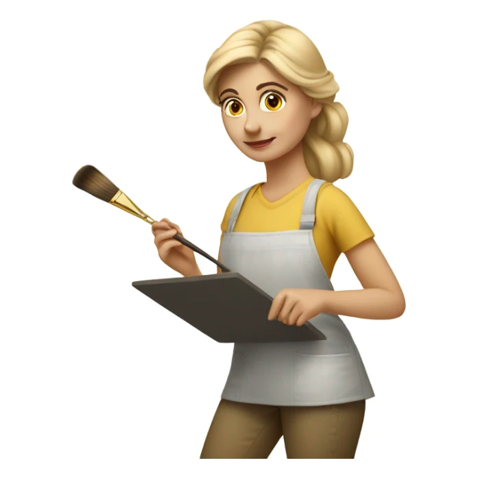 Blonde artist painting sticker