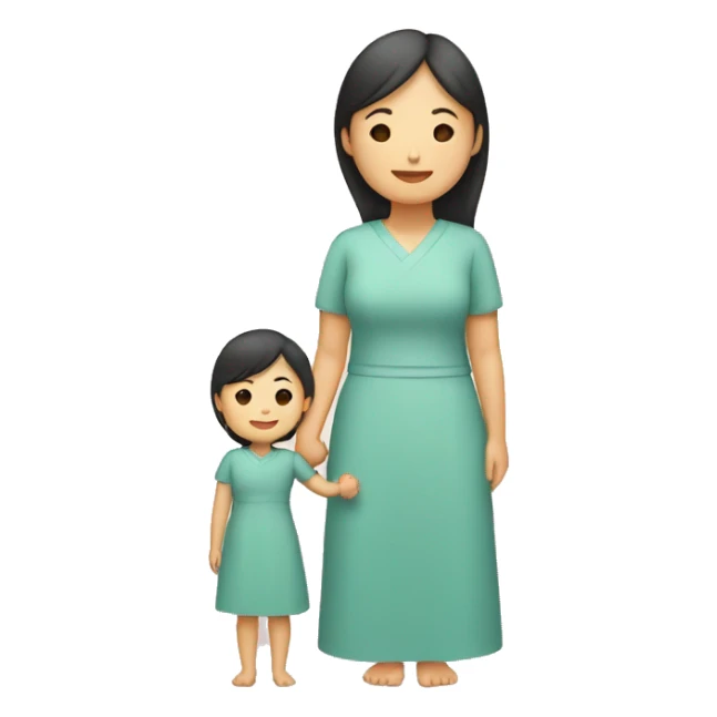 asian mother and daughter holding hands sticker