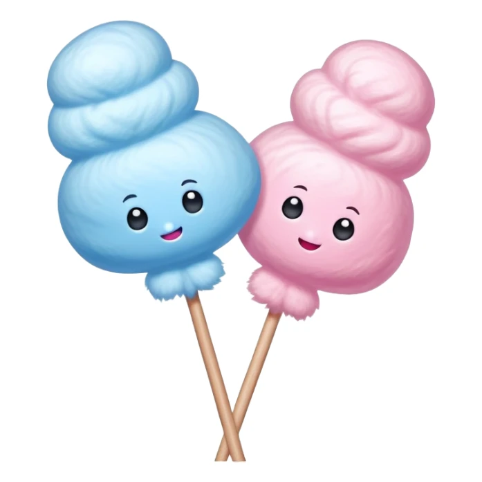 Pink and blue fluffy cotton candy on a stick sticker