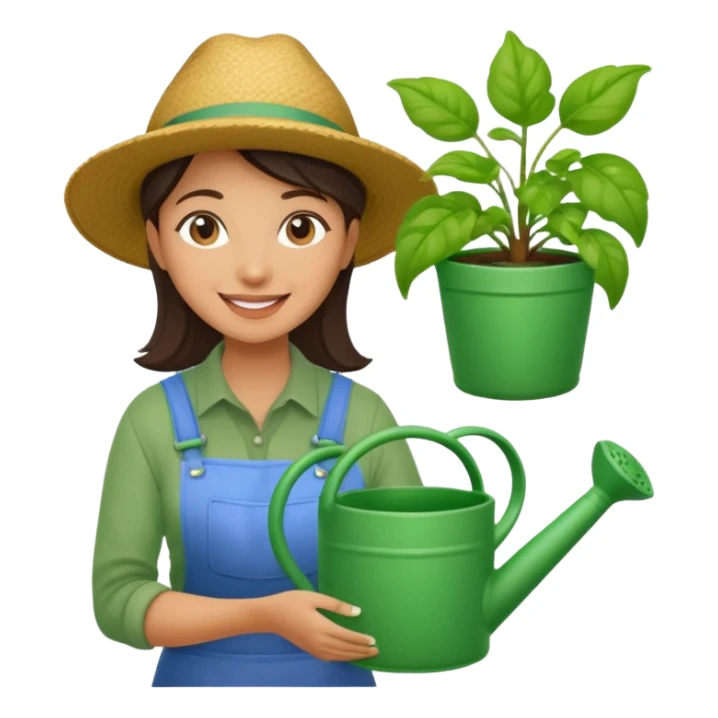 woman gardener with watering pot sticker