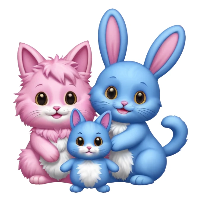 pink cat and blue bunny having a laugh sticker