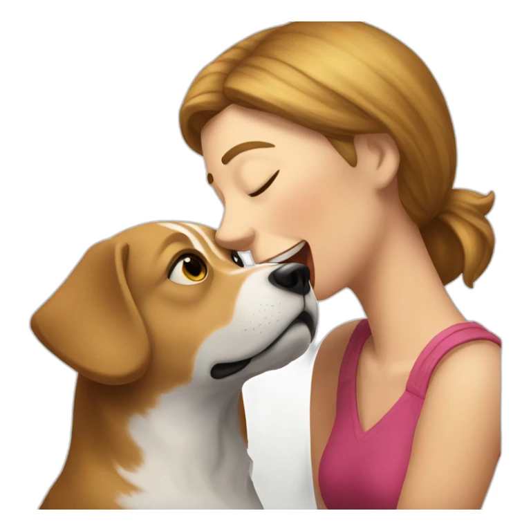 dog licking woman's face sticker