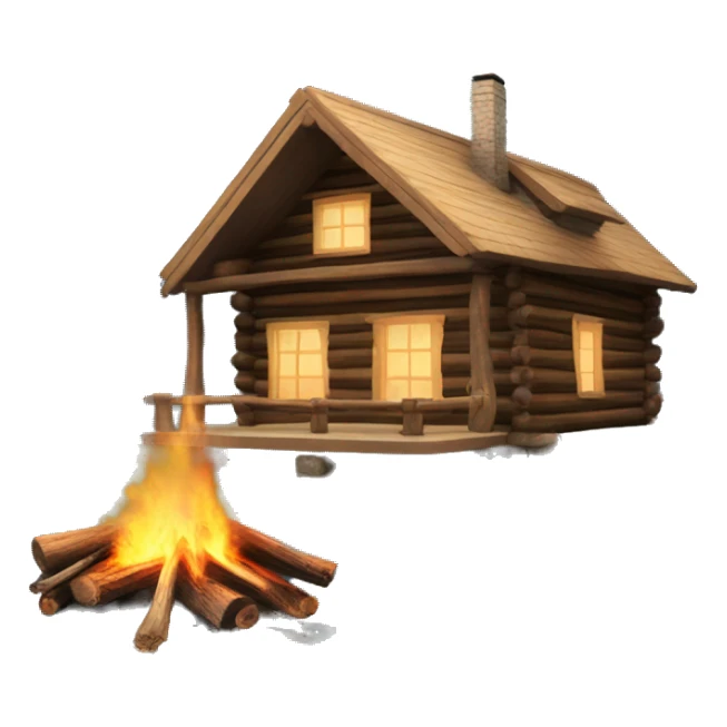 Log cabin on lake with woodsmoke sticker
