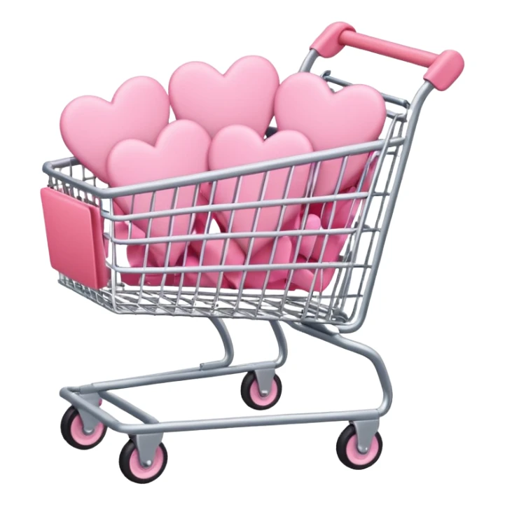 pink shopping cart filled with pink hearts sticker
