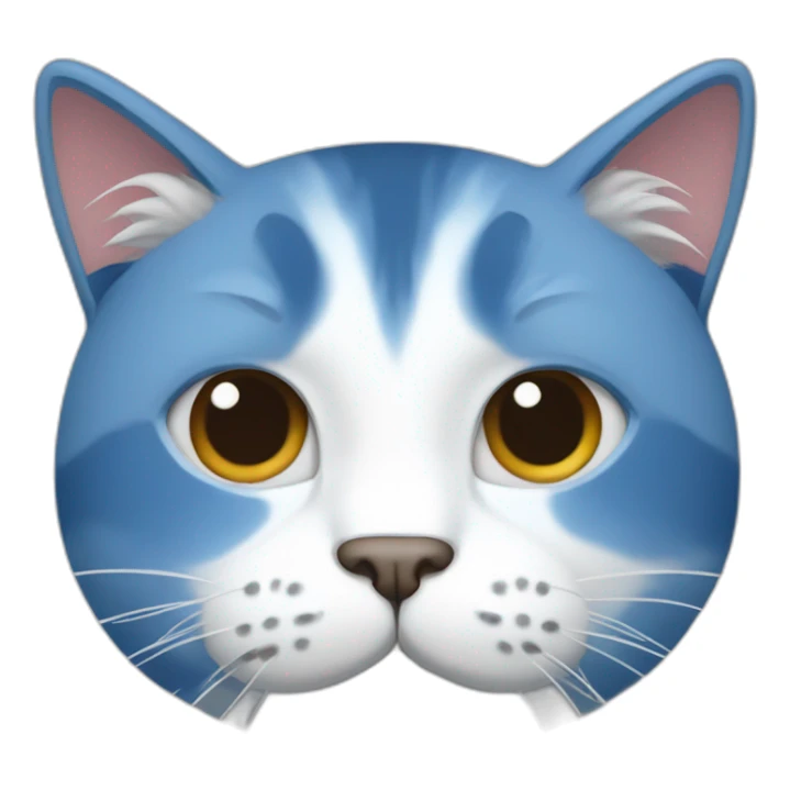 A blue and white cat with a bearded chin sticker